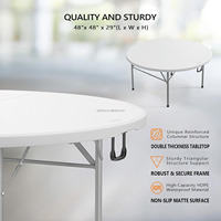 Table ronde pliante de 48 pouces/60 pouces, table pliante en plastique portable de qualité commerciale (4 pieds/5 pieds)