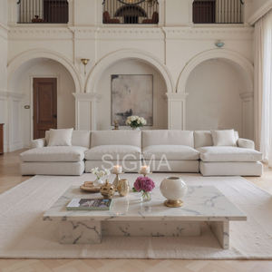 Juego de sofá modular de diseño moderno Sofá de lino de rendimiento seccional en forma de L Muebles de sala de estar - Product Image 3