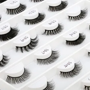 Professional manufacture 3d silk eyelashes superfine band faux mink strip lashes