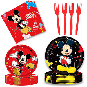 Decoración <span class=keywords><strong>de</strong></span> Fiesta <span class=keywords><strong>de</strong></span> Cumpleaños Infantil con Diseño <span class=keywords><strong>de</strong></span> <span class=keywords><strong>Mickey</strong></span> <span class=keywords><strong>Mouse</strong></span> en Negro y Rojo, Vajilla Desechable, Pancarta, Inserto para Mesa, Mantel, Juego <span class=keywords><strong>de</strong></span> Vasos <span class=keywords><strong>de</strong></span> Papel - Product Image 2