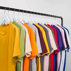 Camisetas sólidas coloridas con cuello redondo para hombre, camiseta de manga corta de gran tamaño, ropa de calle, camiseta personalizada en blanco, camisetas de algodón pesado