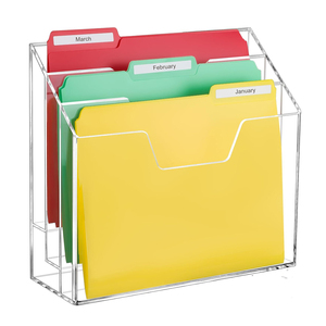 Organizador de Archivos Acrílico Transparente Personalizado de 3 Niveles, <span class=keywords><strong>para</strong></span> Colgar en la Pared o de Sobremesa, <span class=keywords><strong>para</strong></span> Revistas y Documentos Verticales - Product Image 1
