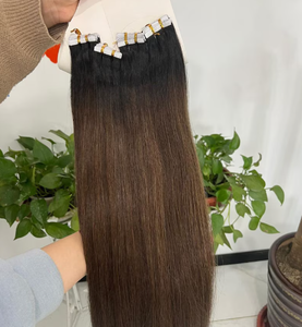 Extensiones de Cabello Humano Liso Ombre Marrón Chocolate con Cinta Adhesiva para Mujer, 12-30 Pulgadas, Paquetes de Cabello Remy Brasileño, Trama de Piel, 40 Piezas - Product Image 2