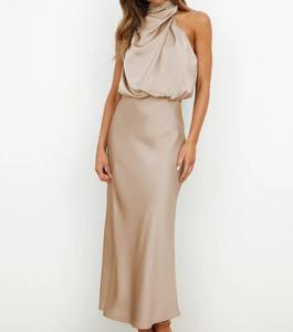 Đầm <span class=keywords><strong>maxi</strong></span> cưới mùa hè thanh lịch mùa thu chất liệu satin lụa bán buôn dành cho nữ, kiểu ôm sát gợi cảm, không tay, không vai - Product Image 1