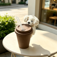 Porte-clés en peluche chien-ours, en coton PP brodé, anti-stress, mignon, figurine animale en peluche, décoration pour tasse à café et sac