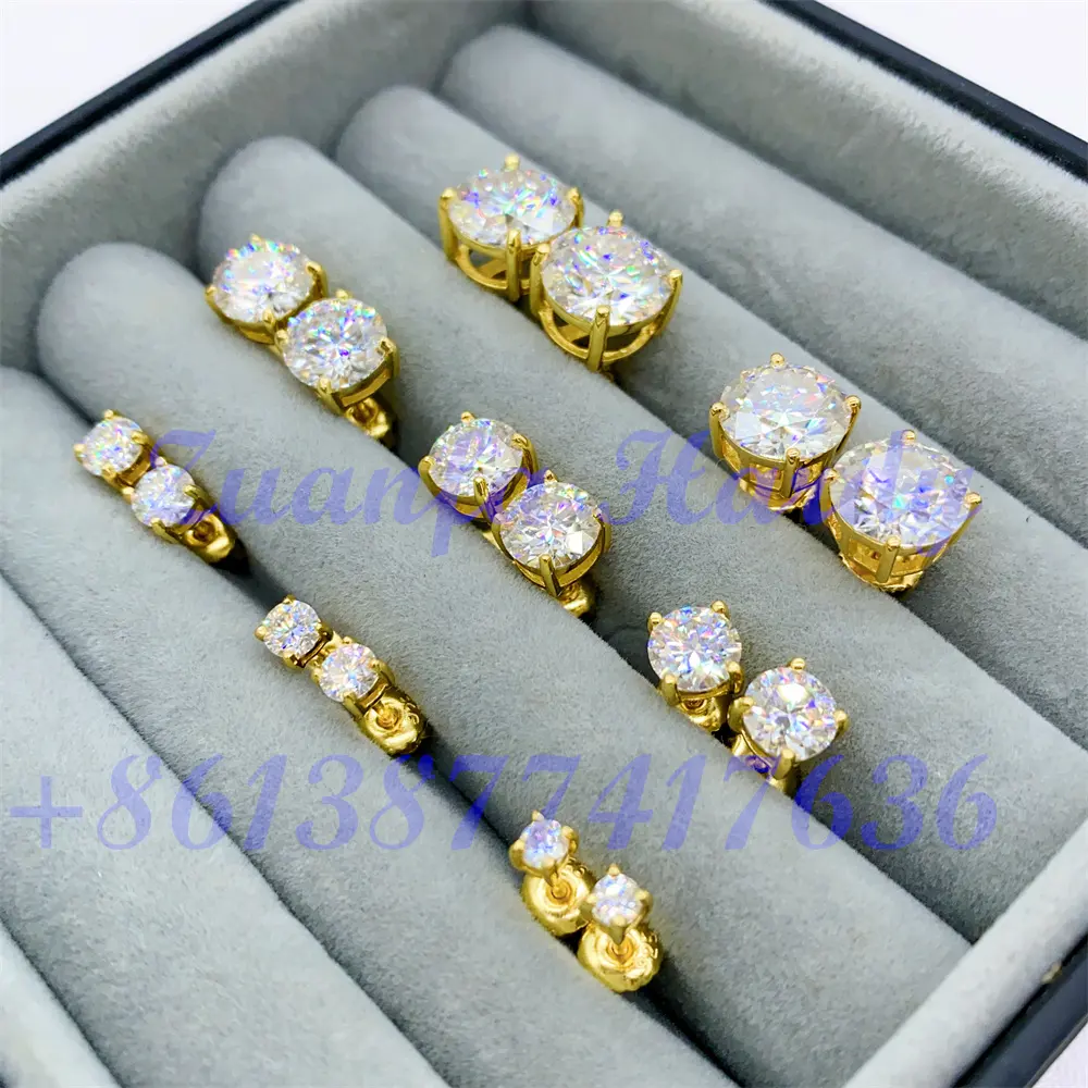 S925 9K 10K 14K 18K Goud 3Mm 3.5Mm 4Mm 4,5 Mm 5.5Mm 6.5Mm 7Mm 7.5Mm 8Mm 8.5Mm 9Mm 9.5Mm 10Mm 11Mm Vvs Moissanite Stud oorbellen