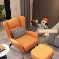 Furnitur Ruang Tamu Sederhana dan Nyaman Sofa Putih Modern dengan Sandaran Kaki dan Kursi Sandaran Tinggi