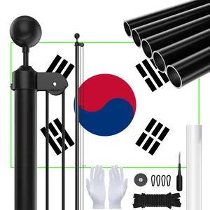 CYDISPLAY韓国9m30FT旗竿アルミニウム旗竿黒断面折りたたみ式屋外用商用旗竿