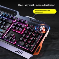 Silver Carving V2G5 Headset Mouse Keyboard Logam Ergonomis dengan Lampu Latar Set Tiga Bagian Aksesori Komputer Gaming Berkabel USB