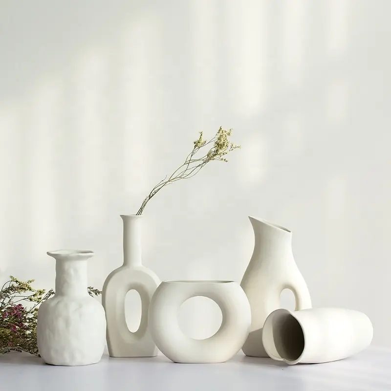 new plant vase design circular hollow ceramic vases for home decor