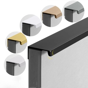 Modern Simple 1.0m <b>Black</b> Cabinet Door Wardrobe Shoe Drawer Extended Handle with Invisible No-Drill <b>Edge</b> for Living Room - Product Image 2