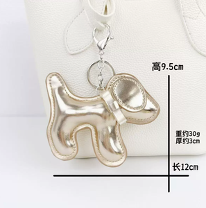韓国製日本製レザー可愛いチャーム子犬革製キーホルダーPUレザー動物バッグチャームキーホルダー高級手作りペンダント - Product Image 3