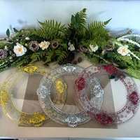 Assiettes de présentation de luxe en plastique transparent à motif baroque, réutilisables pour la table, la restauration et la décoration d'événements