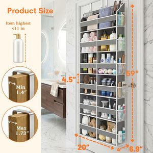 Organisateur à suspendre derrière la porte, 6 niveaux, 12 compartiments, 1 paquet, gris, rangement suspendu pour utilisation derrière la porte ou au mur - Product Image 4