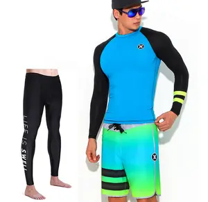 UPF50+ Wholesale Customized Logo Long Sleeves Black Swimwear Surf Suit Vest Shirt Lycra Rash Guard for Men
