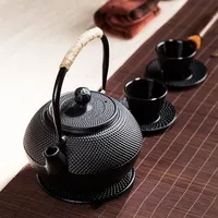 Théière en fonte non revêtue avec poignée ergonomique, bouilloire rétro pour infuser le thé, faire bouillir l'eau, essentiel de cuisine vintage (1 pièce)
