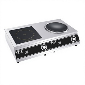 더블 버너 상업용 인덕션 쿠커 3500W 304 스테인리스 스틸 간편 세척 웍 스토브 1년 보증 레스토랑용 - Product Image 1