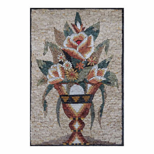 Mosaico di fiori colorati dipinti murali in pietra naturale piastrelle di mosaico in marmo per l'artigianato - Product Image 2