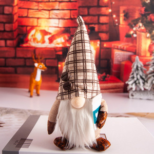 Adorno navideño de gnomo con temática de café, muñeco sin rostro de felpa, gnomo de Santa Claus para decoración de mesa en el hogar, fiestas navideñas. - Product Image 4