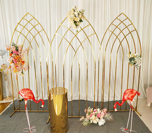 Furun, arco de boda de acero inoxidable dorado de alta calidad, juego de fondo de escenario geométrico de Metal elegante para decoraciones de escenario con estilo - Product Image 2