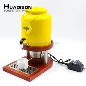 Huadison自動ミルクマシンウッドコーヒースターラー電気木製スタンドポータブルセラミックウォーターホットチョコレートディスペンサー