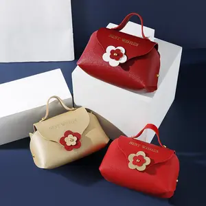 Nouveaux meilleurs voeux sacs avec poignées emballage en cuir boîte-cadeau pour cadeau de noël enfants fête faveurs de mariage