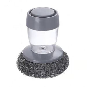 Brosse de nettoyage de cuisine à pression avec ajout automatique de liquide, détergent lavable, caractéristiques créatives d'élimination des taches, en nylon - Product Image 1