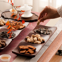 Plateaux en bois de bambou créatifs, plateaux de service à compartiments pour fruits secs, plateau de salon, plateau à thé, plateau de rangement pour fruits, graines de melon, dim sum