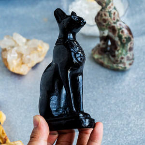 Escultura de Cristal de <span class=keywords><strong>Mau</strong></span> Egipcio Natural Reiki de Alta Calidad de Fábrica Yinglai, Artesanía de Piedra Curativa con Diseño de Animales Feng Shui Hecha a Mano - Product Image 3