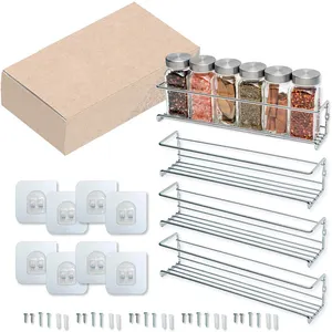 Lot de 24 pots à épices carrés en verre de qualité supérieure avec support en fer Pot de stockage pour épices carré de 4oz avec étiquettes personnalisées