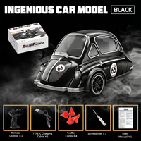 CQZNRC Mini 1:43 2.4G 4WD Véhicule télécommandé semi-proporcional pour drift, avec vitesse maximale de 15 km/h, éclairage LED, voiture de drift RC vintage, jouet de loisir