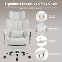 Chaise de jeu ergonomique confortable chaise de bureau blanche chaise d'ordinateur avec repose-pieds