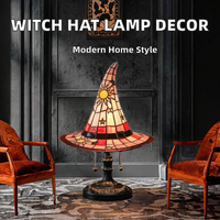 Lampe Chapeau de Sorcière en Résine avec Alimentation USB et Piles, Décoration d'Halloween Effrayante, Accessoires Gothiques pour la Maison, Bar Mitzvah, Baptême