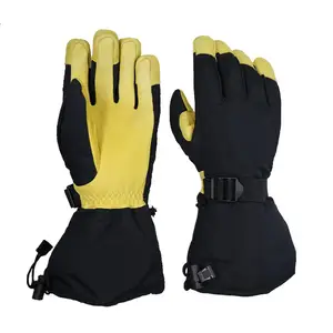 Wholesale Windproof Waterproof Winter Sport Warm Snowboard Ski Leather Palm Gloves Snow Mitten