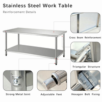Table de préparation industrielle épaissie en acier inoxydable pour cuisine professionnelle, restauration et hôtellerie, avec support OEM