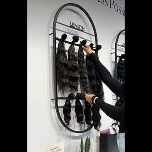 Étagère en métal noir pour salon moderne personnalisé, présentoir mural pour extensions de cheveux, support pour extensions de cheveux, paquet de cheveux - Product Image 1