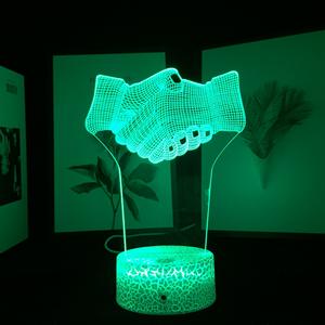 Sevgililer Günü Hediyesi Gece Lambası Oda Dekorasyonu Işıkları Akrilik El Sıkıştırmalı Beyaz 3D Akrilik Gece Lambası Fabrika Toptan Satış Dropship - Product Image 3