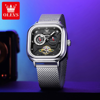 OLEVS 6782 Montre de luxe OEM de marque de créateur personnalisée, squelette ajouré, avec logo, phase de lune, automatique mécanique pour homme