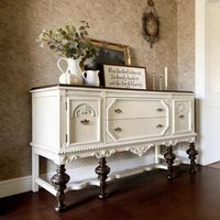 Buffet vintage en bois massif sculpté, style rétro, meuble de rangement rustique européen antique, console d'entrée