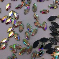 Strass thermocollants de qualité supérieure en forme de marquise, en verre AB cristal, à dos plat, pour vêtements, nail art, transferts brillants, décoration DIY