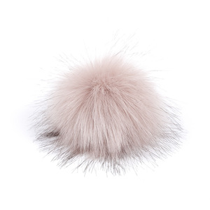 Pompón de piel de mapache de imitación, 10cm, sombrero de Bola de Pelo de zorro hecho a mano, Bola de pelo grande hecha a mano con hebilla - Product Image 5