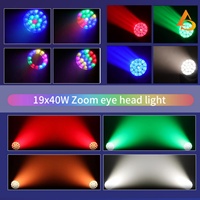 AICPOSE 19x40W Bee Eye LED Zoom Moving Head Light pour scène, boîte de nuit, fête, éclairage de scène RGBW