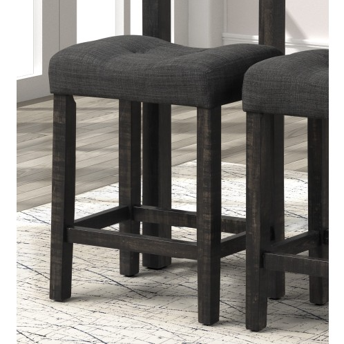 FCJ Sora Button Tufted Counter Height Saddle Stool Set of 2 Gray Adjustable Contemporary Design for Pub Kitchen Metal Bar Stool