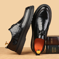 Mocassins à lacets formels pour affaires en cuir véritable de vache, respirants, amortissants, antidérapants, style rétro