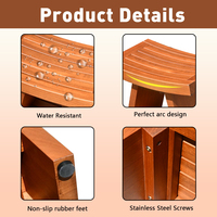 Banc de bain en bois de bambou personnalisé siège de chaise de salle de bain avec étagère de rangement porte-savon personnalisé à 2 niveaux et tabourets ergonomiques