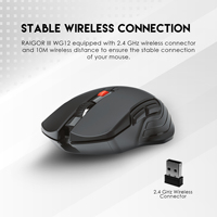 Ratón para Juegos FANTECH WG12, Sensor Pixart 3065, Ratón Inalámbrico Programable para PC de 2.4GHz