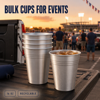 Gobelets en aluminium jetables recyclables de 16 oz, écologiques, à bord lisse, pour boissons froides, événements (BBQ, fêtes, concerts), vente en gros