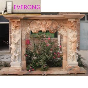 Cornice per Caminetto in Marmo Beige Naturale Stile Europeo Moderno, Materiale in Pietra - Product Image 2