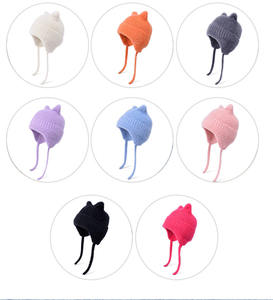 หมวกบีนนี่ถักไหมพรมหูแมวสำหรับเด็กวัยหัดเดินหมวกอะคริลิคให้ความอบอุ่นสำหรับฤดูหนาว - Product Image 4