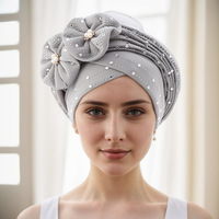 Nouveau design – Turban pour femme avec strass, voile de mariée orné de fleurs et de perles, châle musulman chaud pour l'hiver – Livraison gratuite